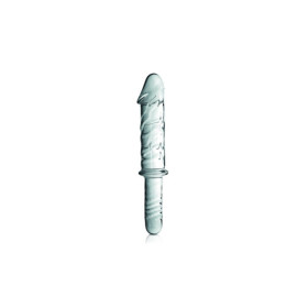 Gode en verre réaliste transparent avec poignée  n°12 Glossy 